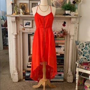 2 FOR $15 - Front zip orange hi-low dress